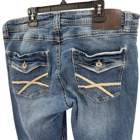 TK Axel Slim Boot Cut Blue Denim Jeans Mens Size 34x31.5 Classic Fit Durable Mat - Picture 4 of 9